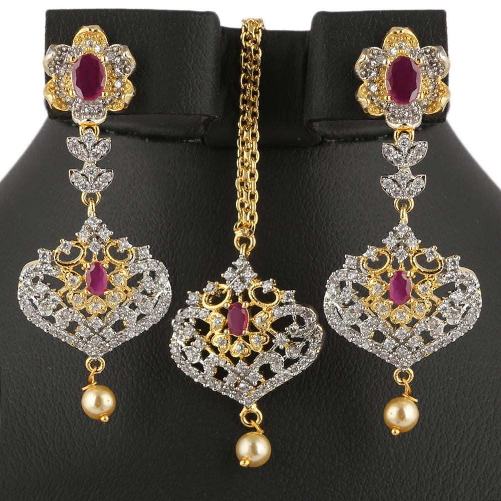 American Diamond Bridal Jewellery Set - Golden & Silver - test-store-for-chase-value