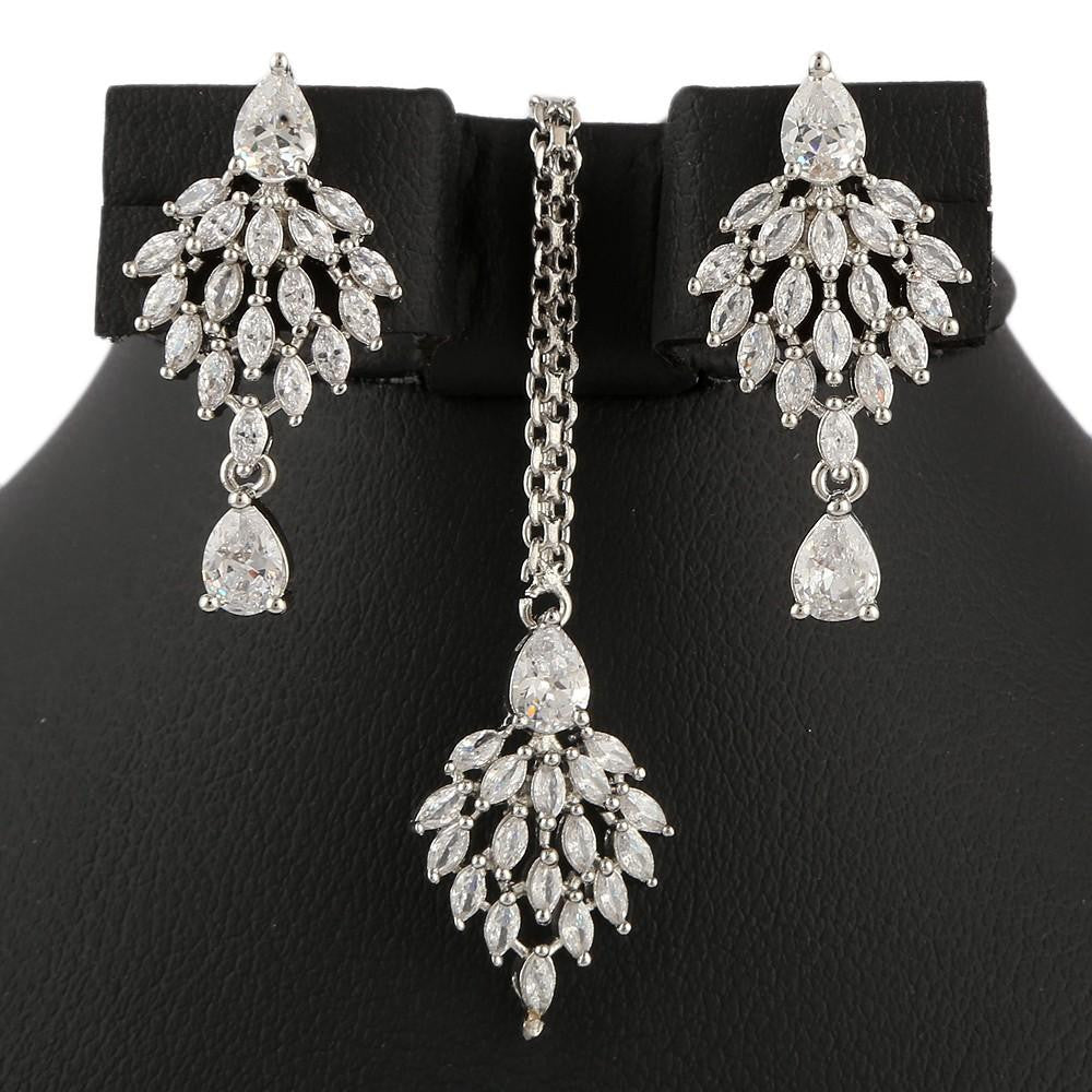 American Diamond Jewellery Set - Silver - test-store-for-chase-value