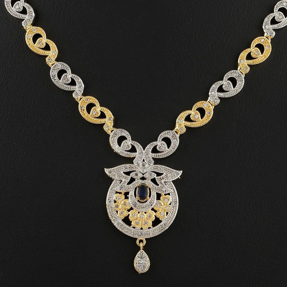 American Diamond Jewellery Set - Silver & Golden - test-store-for-chase-value