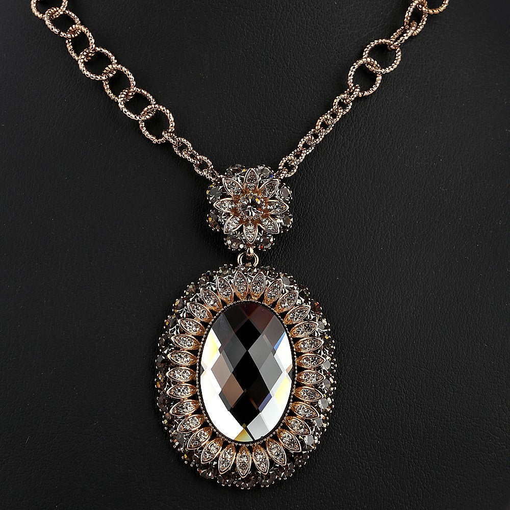 Women's Fancy Chain Locket - Gold & Grey - test-store-for-chase-value