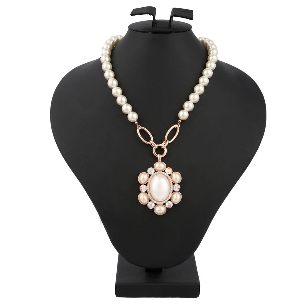 Women's Fancy Chain Locket - Gold & White - test-store-for-chase-value