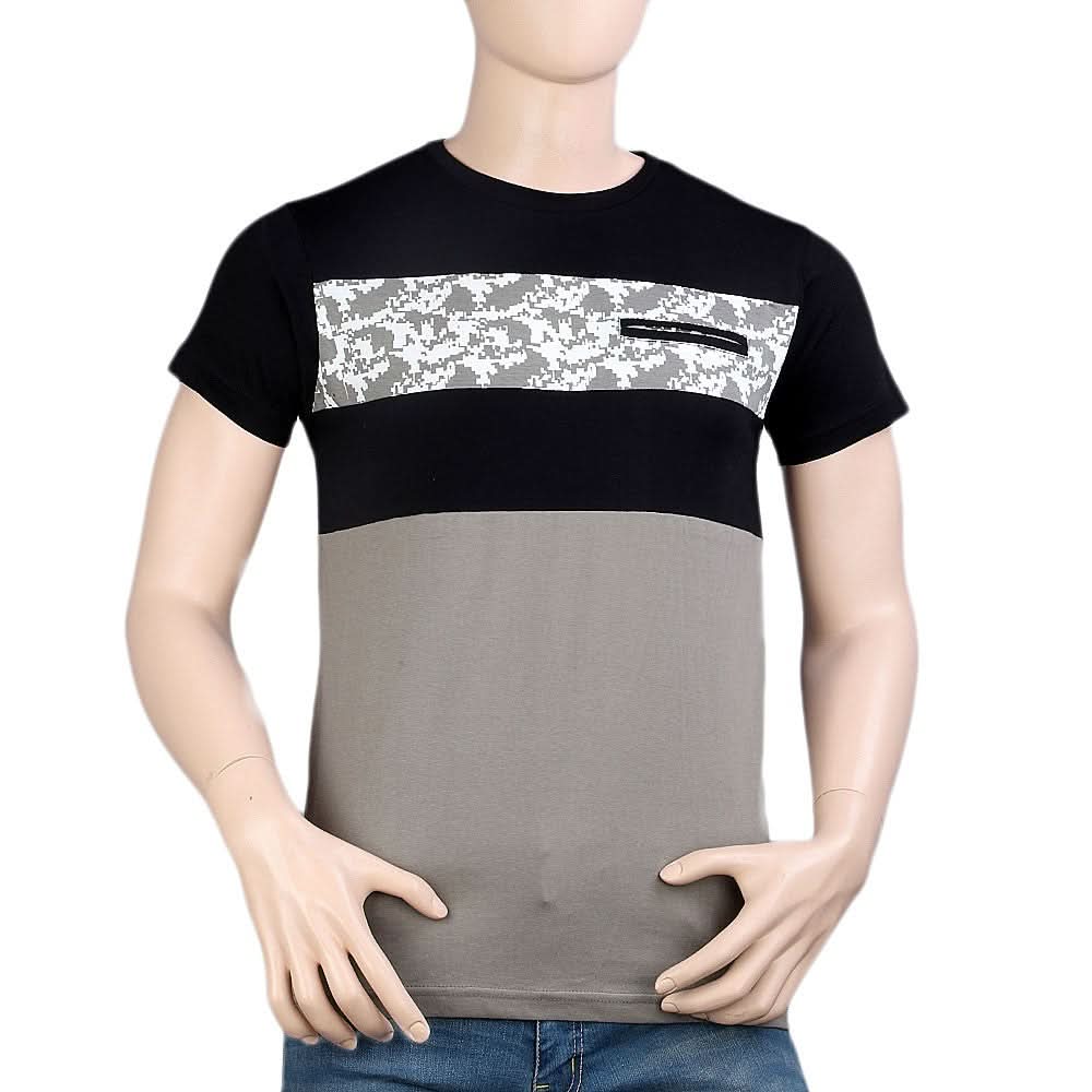 Round Neck T-Shirt For Men - Black -  Black - test-store-for-chase-value