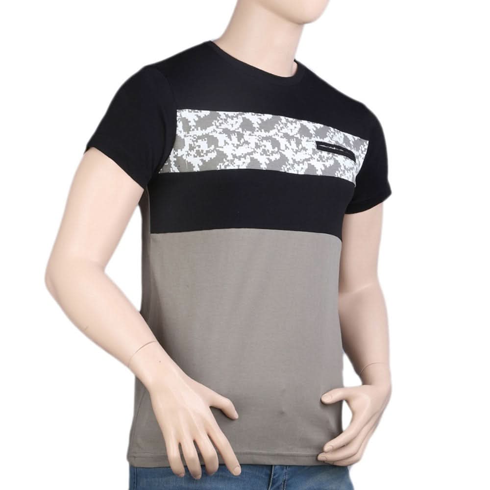 Round Neck T-Shirt For Men - Black -  Black - test-store-for-chase-value