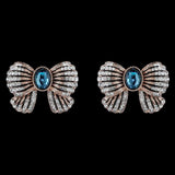 Women's Fancy Ear Tops - Golden & Blue - test-store-for-chase-value