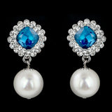 Women's Fancy Ear Tops - Silver & Blue - test-store-for-chase-value