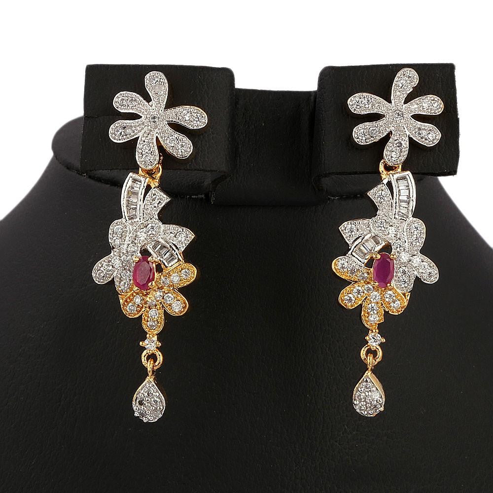 American Diamond Jewellery Set - Maroon - test-store-for-chase-value