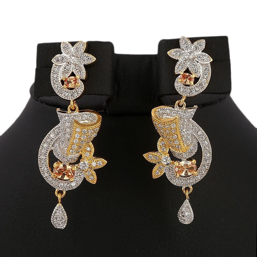 American Diamond Jewellery Set - Peach - test-store-for-chase-value