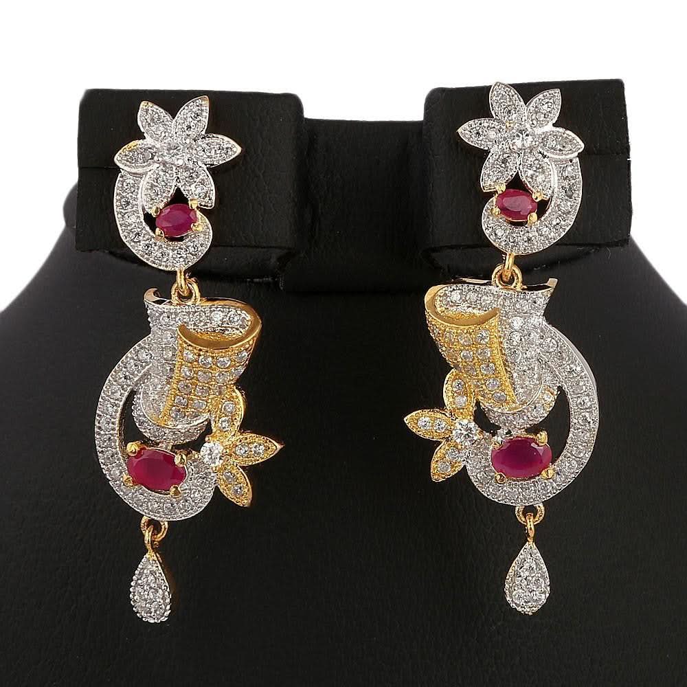 American Diamond Jewellery Set - Maroon - test-store-for-chase-value