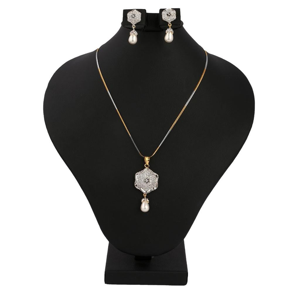 American Diamond Jewellery Set - Silver - test-store-for-chase-value