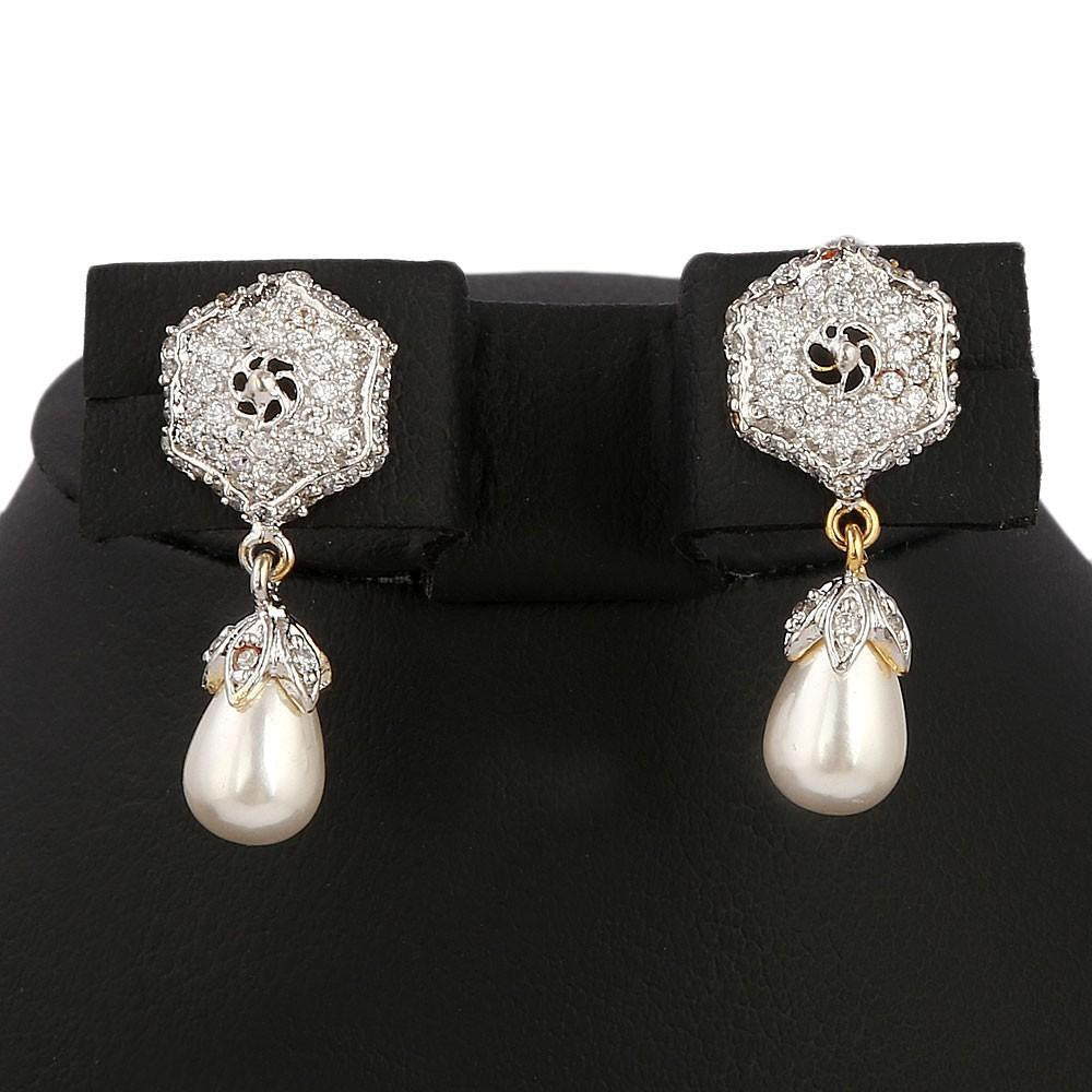 American Diamond Jewellery Set - Silver - test-store-for-chase-value