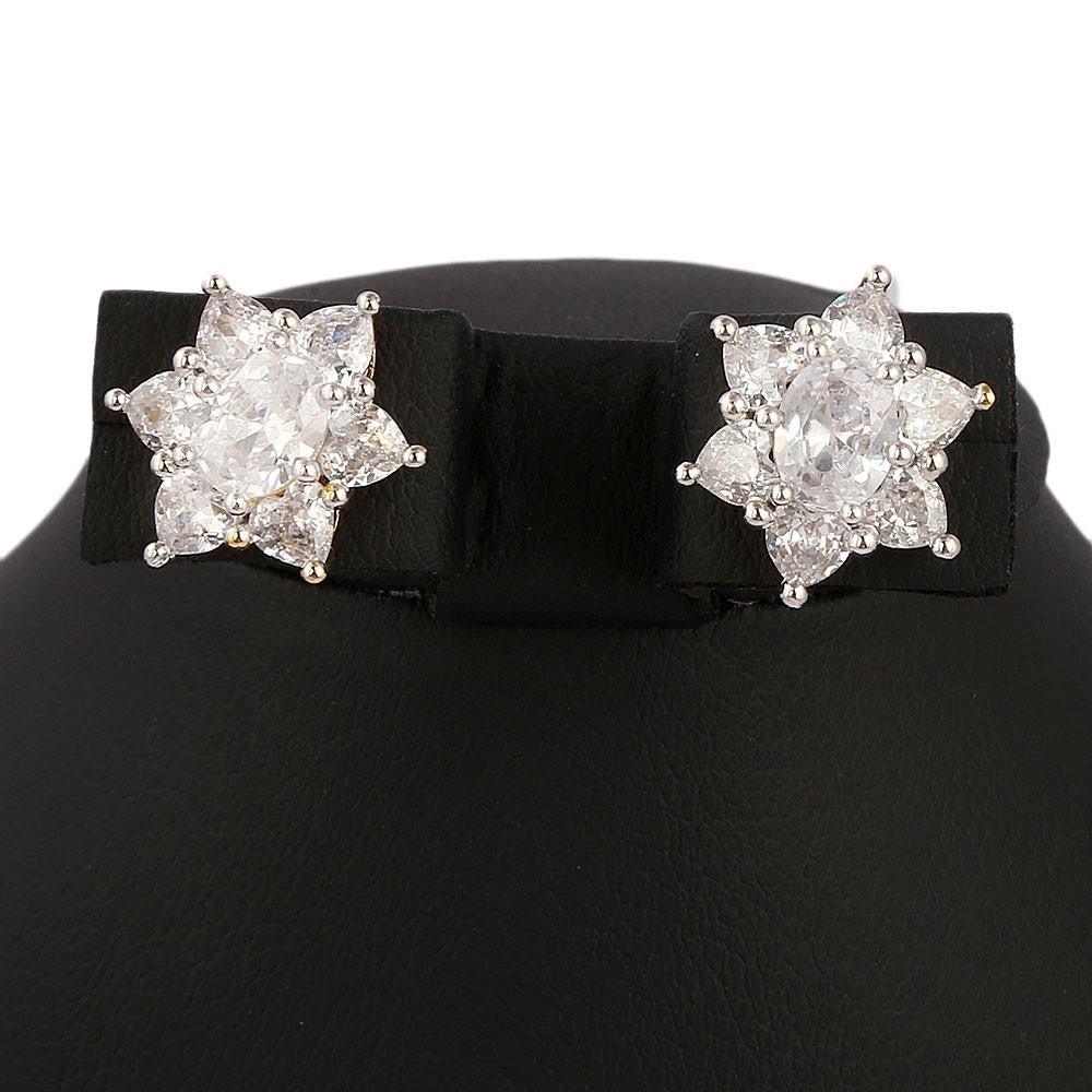 American Diamond Jewellery Set - Silver - test-store-for-chase-value