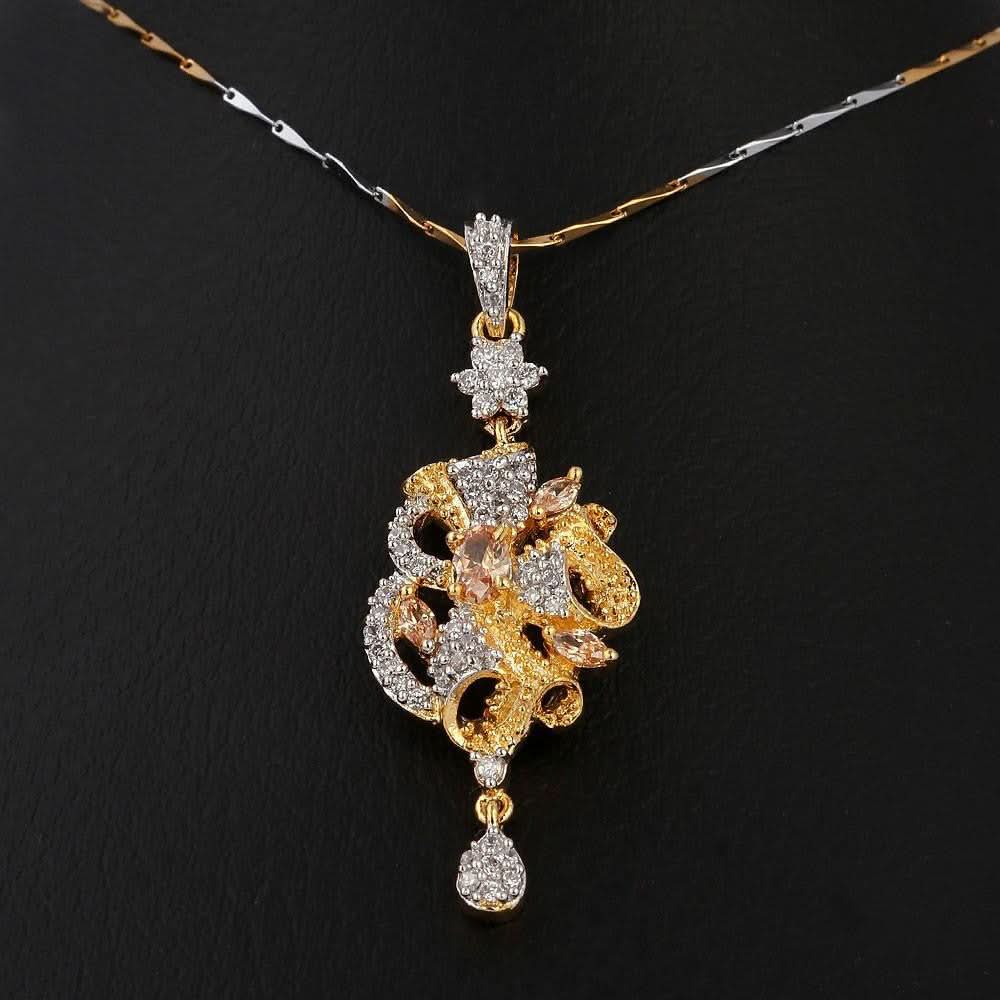American Diamond Jewellery Set - Peach - test-store-for-chase-value