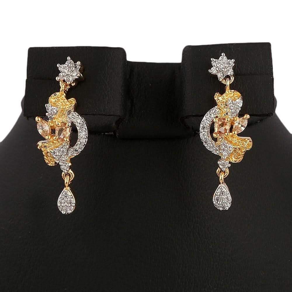American Diamond Jewellery Set - Peach - test-store-for-chase-value