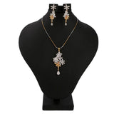 American Diamond Jewellery Set - Peach - test-store-for-chase-value
