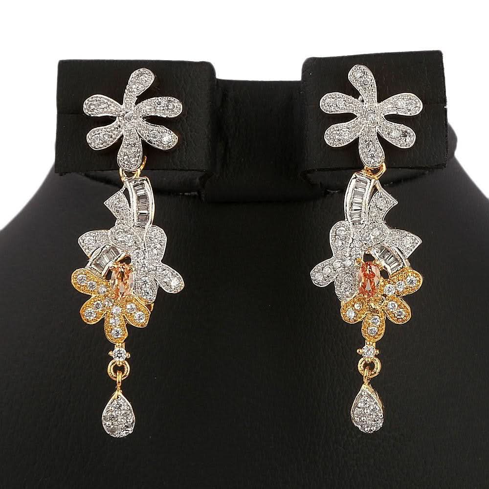 American Diamond Jewellery Set - Peach - test-store-for-chase-value