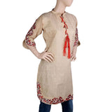 Women's Embroidered Kurti - Beige - test-store-for-chase-value