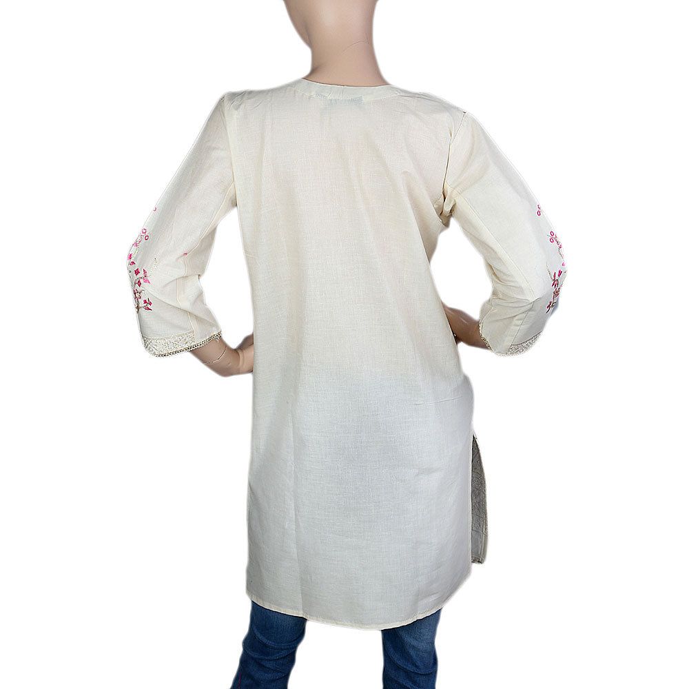 Women's Embroidered Kurti - White - White - test-store-for-chase-value