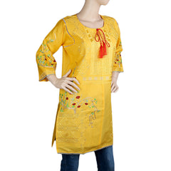 Women's Embroidered Kurti - Yellow - Yellow - test-store-for-chase-value
