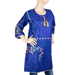 Women's Embroidered Kurti - Blue - Blue - test-store-for-chase-value