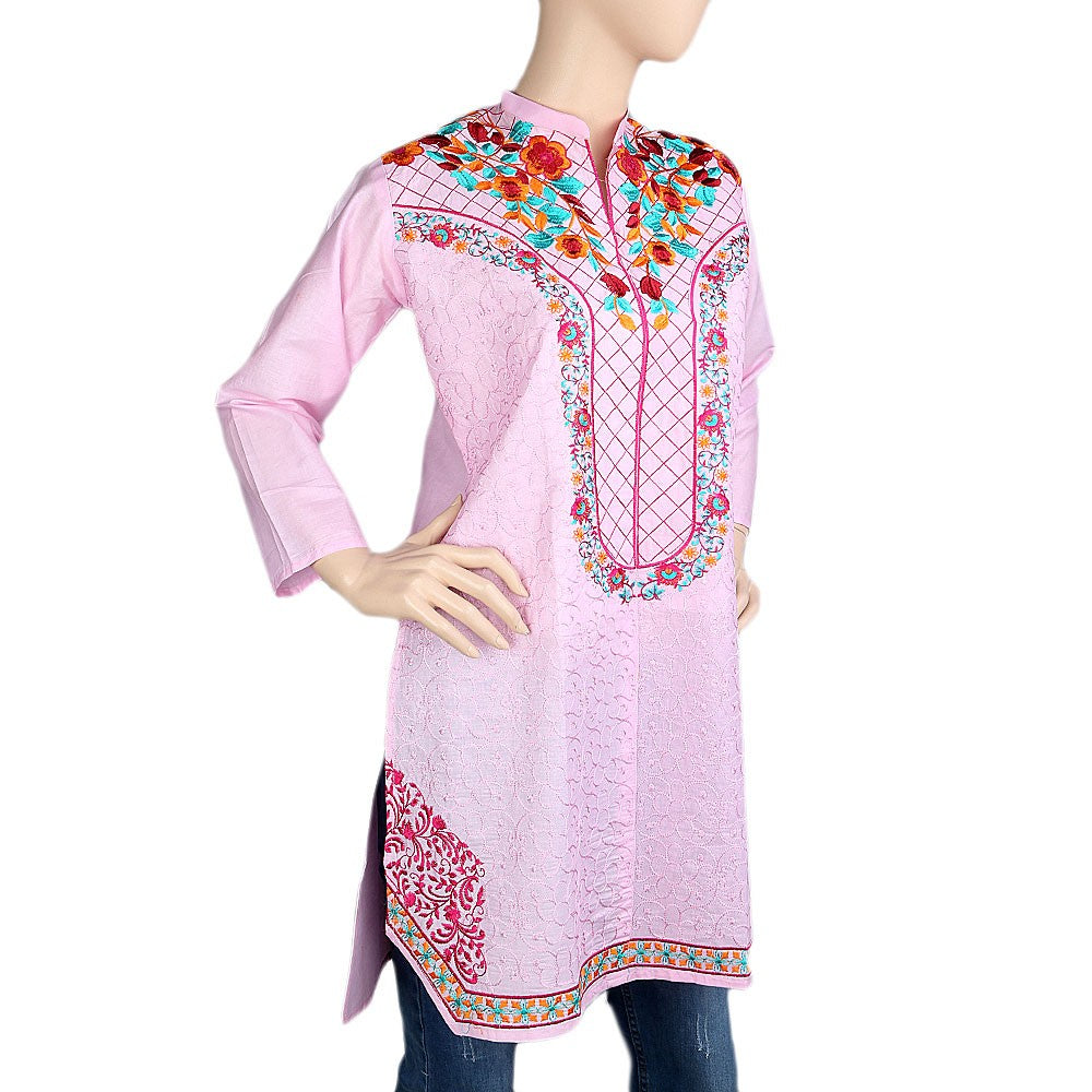 Women's Embroidered Kurti - Pink - Pink - test-store-for-chase-value