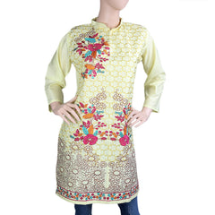 Women's Embroidered Kurti - Light Yellow - test-store-for-chase-value