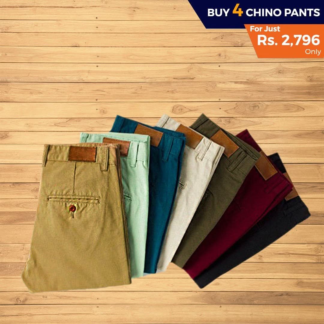 Men's Cotton Chino Pant Pack Of 4 - test-store-for-chase-value