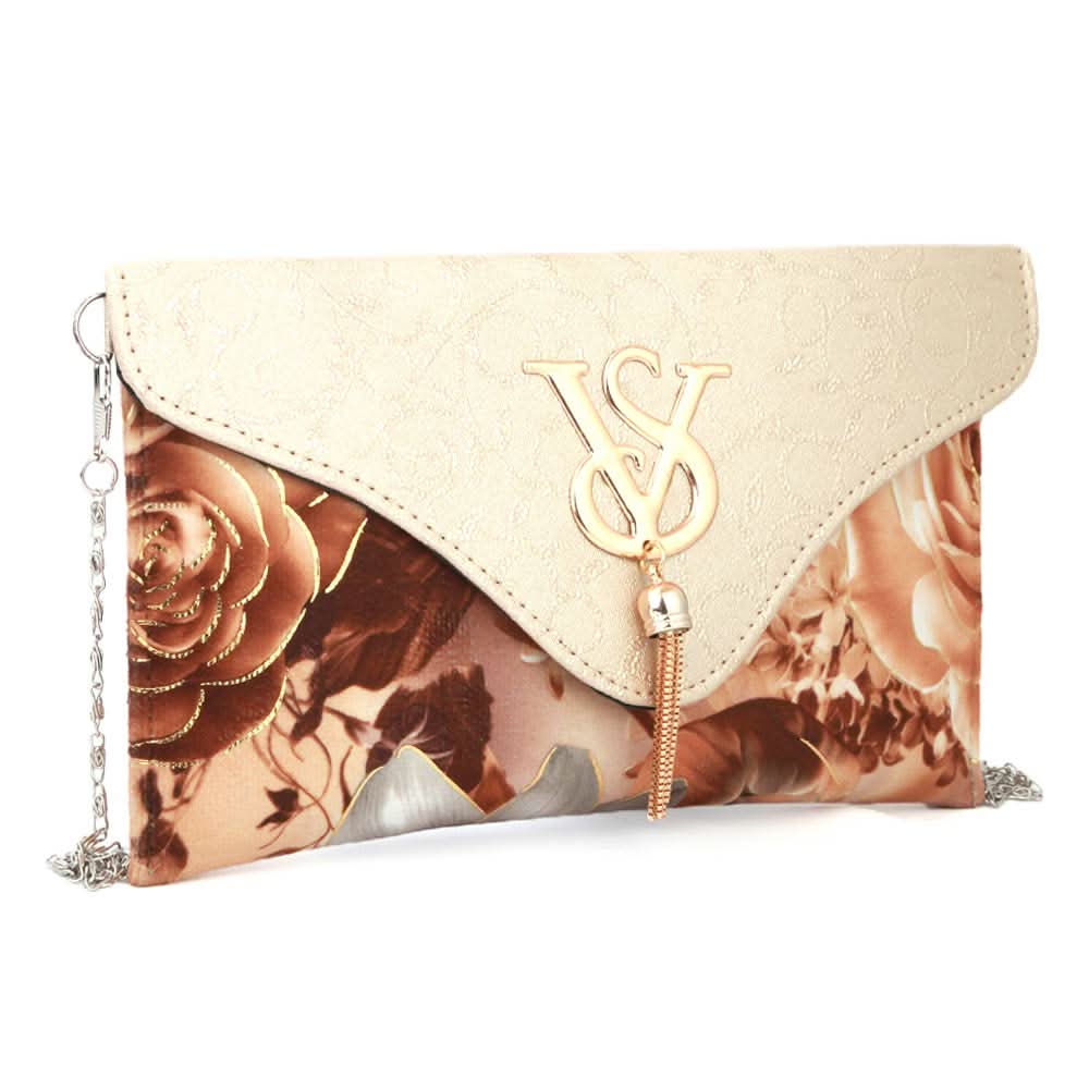 Women's Flower Printed Clutch (1875) - Beige, Women, Clutches, Chase Value, Chase Value