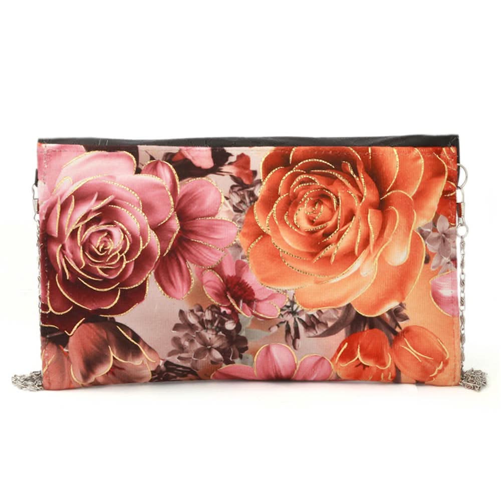 Women's Flower Printed Clutch (1875) - Black, Women, Clutches, Chase Value, Chase Value