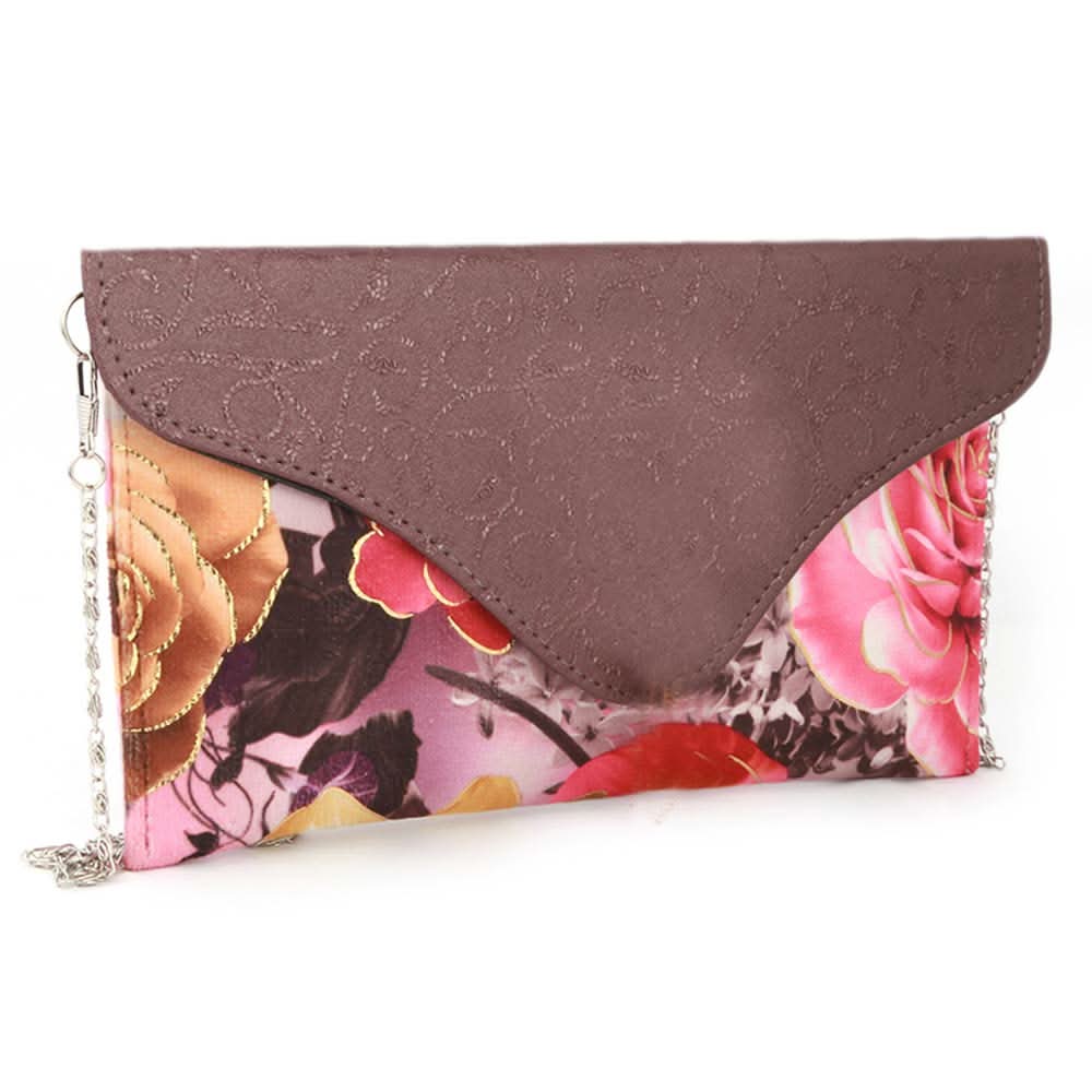 Women's Flower Printed Clutch (1875) - Dark Purple, Women, Clutches, Chase Value, Chase Value