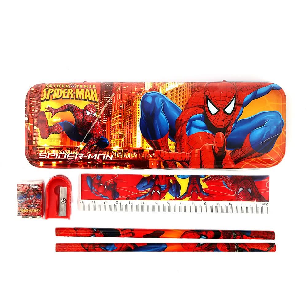 Spider Man Stationery Set 5 Pcs - Red - test-store-for-chase-value