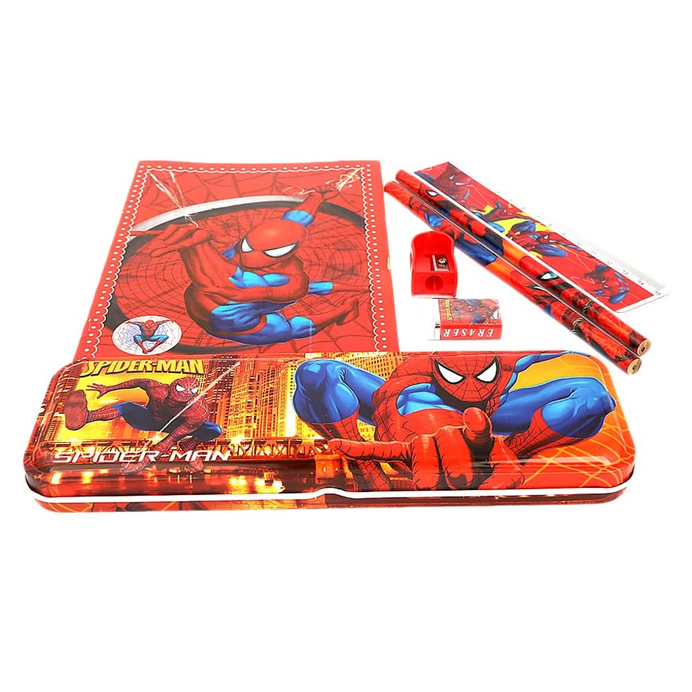 Spider Man Stationery Set 6 Pcs - Red - test-store-for-chase-value