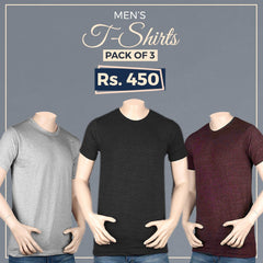 Men's Round Neck T-Shirt Pack Of 3 - test-store-for-chase-value