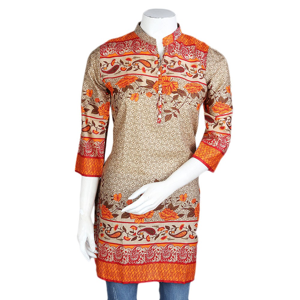 Women's Printed Lawn Stitched Kurti Pack Of 3 - Multi - test-store-for-chase-value