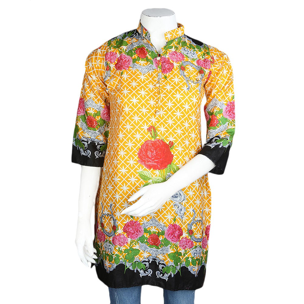 Women's Printed Lawn Stitched Kurti Pack Of 3 - Multi - test-store-for-chase-value