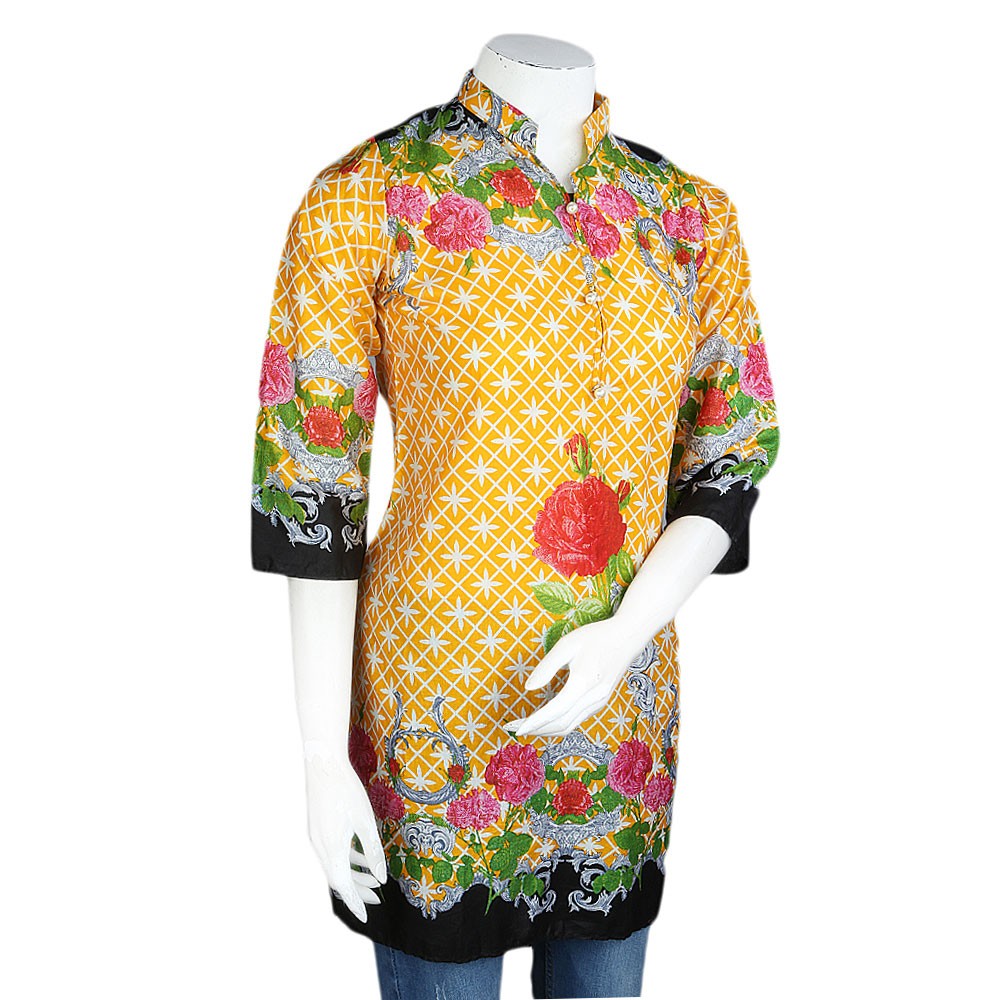 Women's Printed Lawn Stitched Kurti Pack Of 3 - Multi - test-store-for-chase-value