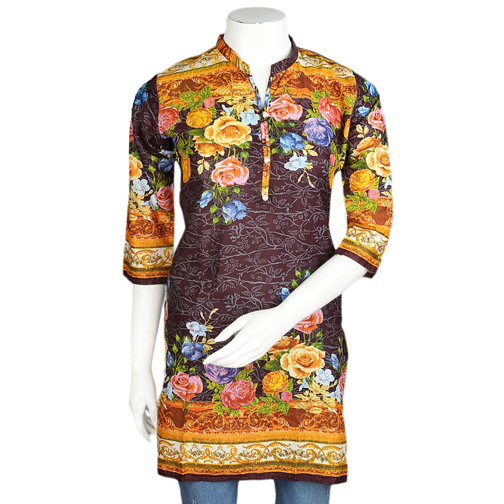 Women's Printed Lawn Stitched Kurti Pack Of 3 - Multi - test-store-for-chase-value