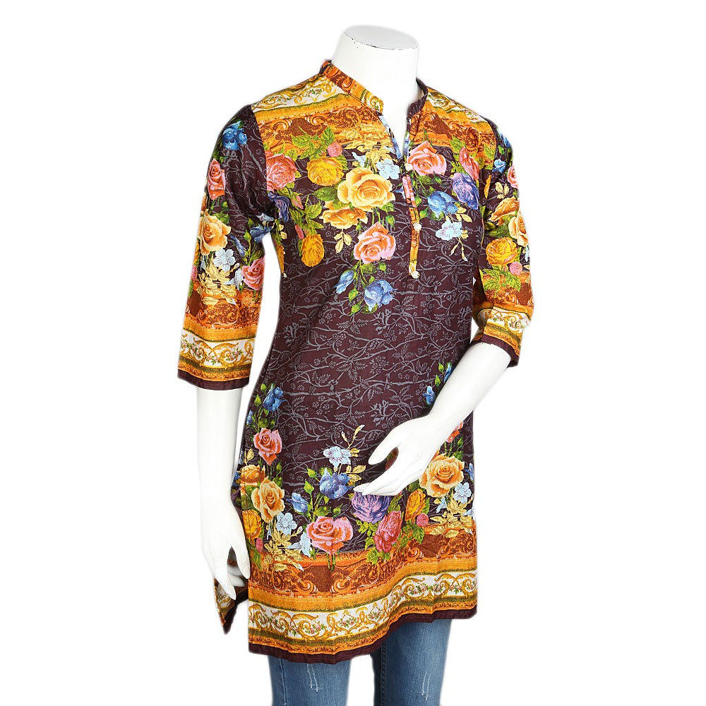 Women's Printed Lawn Stitched Kurti Pack Of 3 - Multi - test-store-for-chase-value