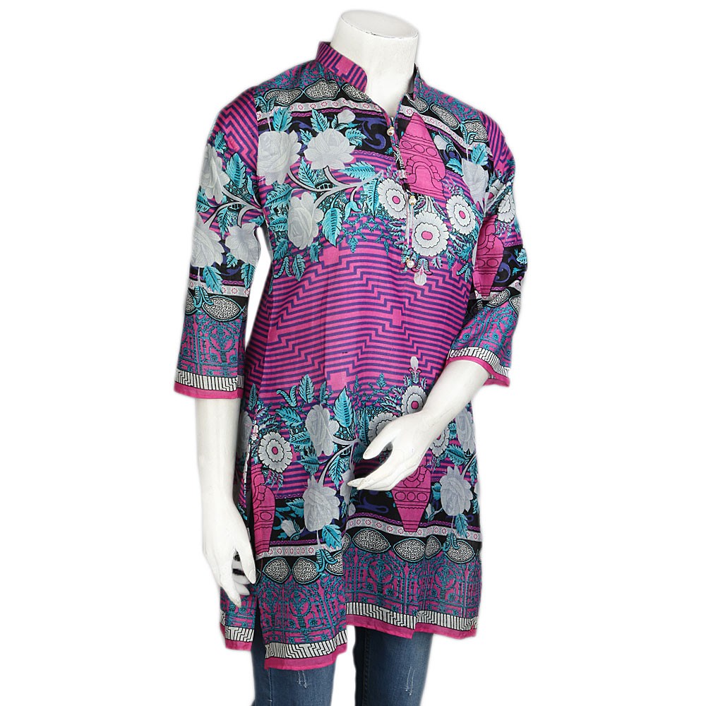Women's Printed Lawn Stitched Kurti Pack Of 3 - Multi - test-store-for-chase-value