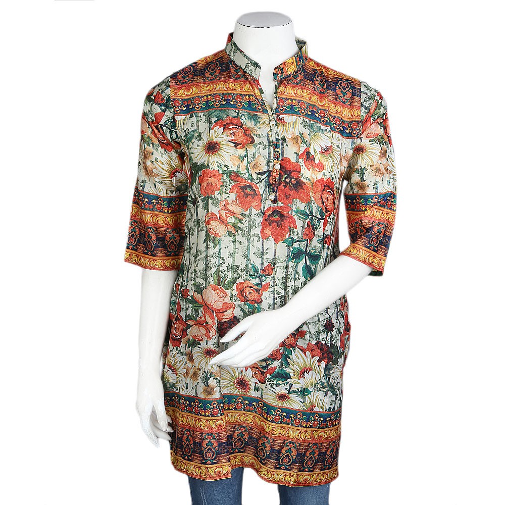 Women's Printed Lawn Stitched Kurti Pack Of 3 - Multi - test-store-for-chase-value