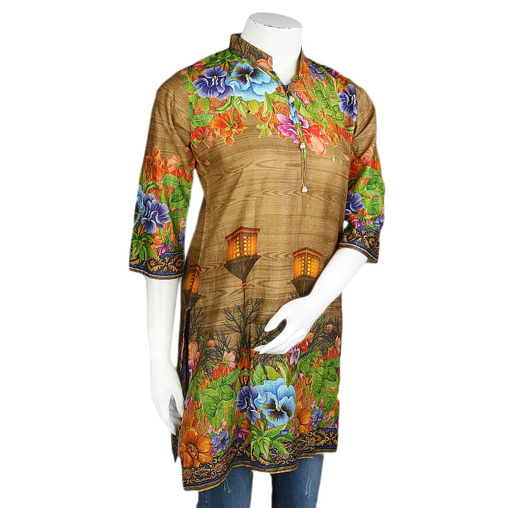 Women's Printed Lawn Stitched Kurti Pack Of 3 - Multi - test-store-for-chase-value