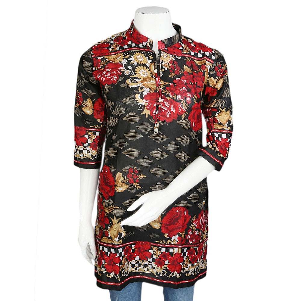 Women's Printed Lawn Stitched Kurti Pack Of 3 - Multi - test-store-for-chase-value