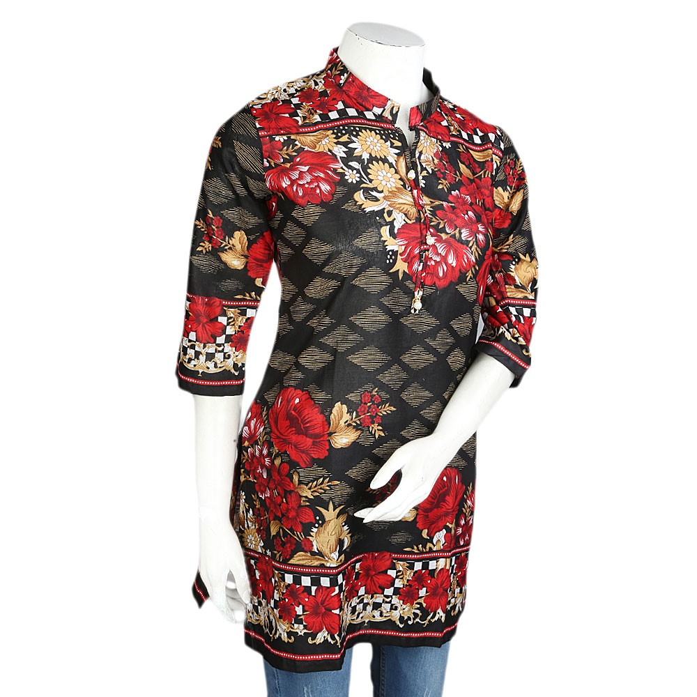 Women's Printed Lawn Stitched Kurti Pack Of 3 - Multi - test-store-for-chase-value