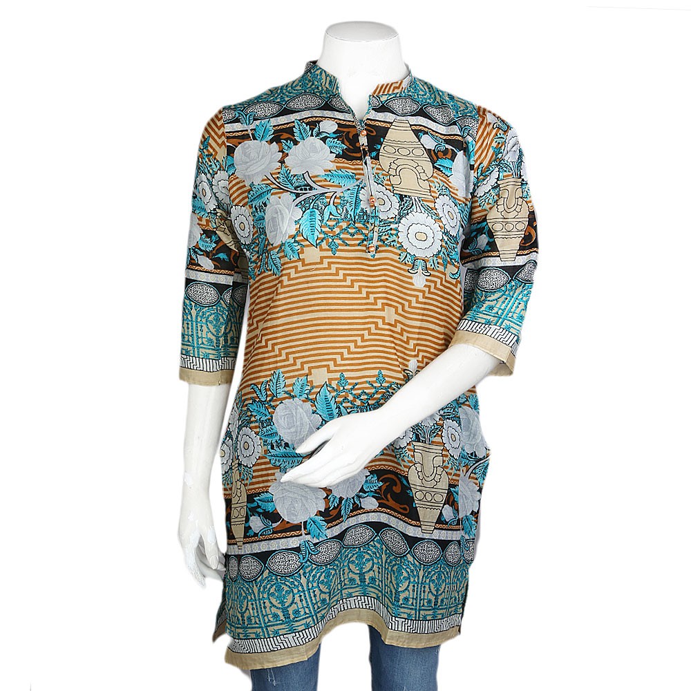 Women's Printed Lawn Stitched Kurti Pack Of 3 - Multi - test-store-for-chase-value