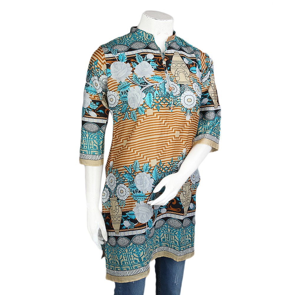 Women's Printed Lawn Stitched Kurti Pack Of 3 - Multi - test-store-for-chase-value