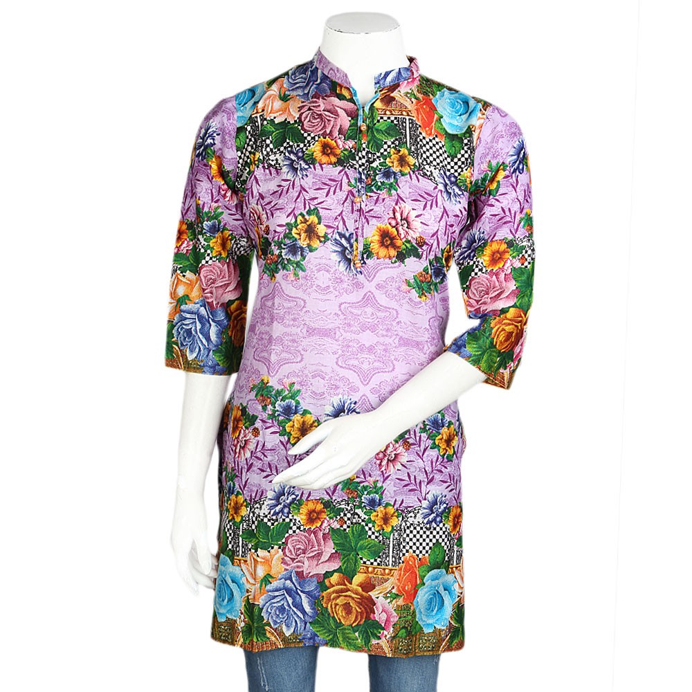 Women's Printed Lawn Stitched Kurti Pack Of 3 - Multi - test-store-for-chase-value