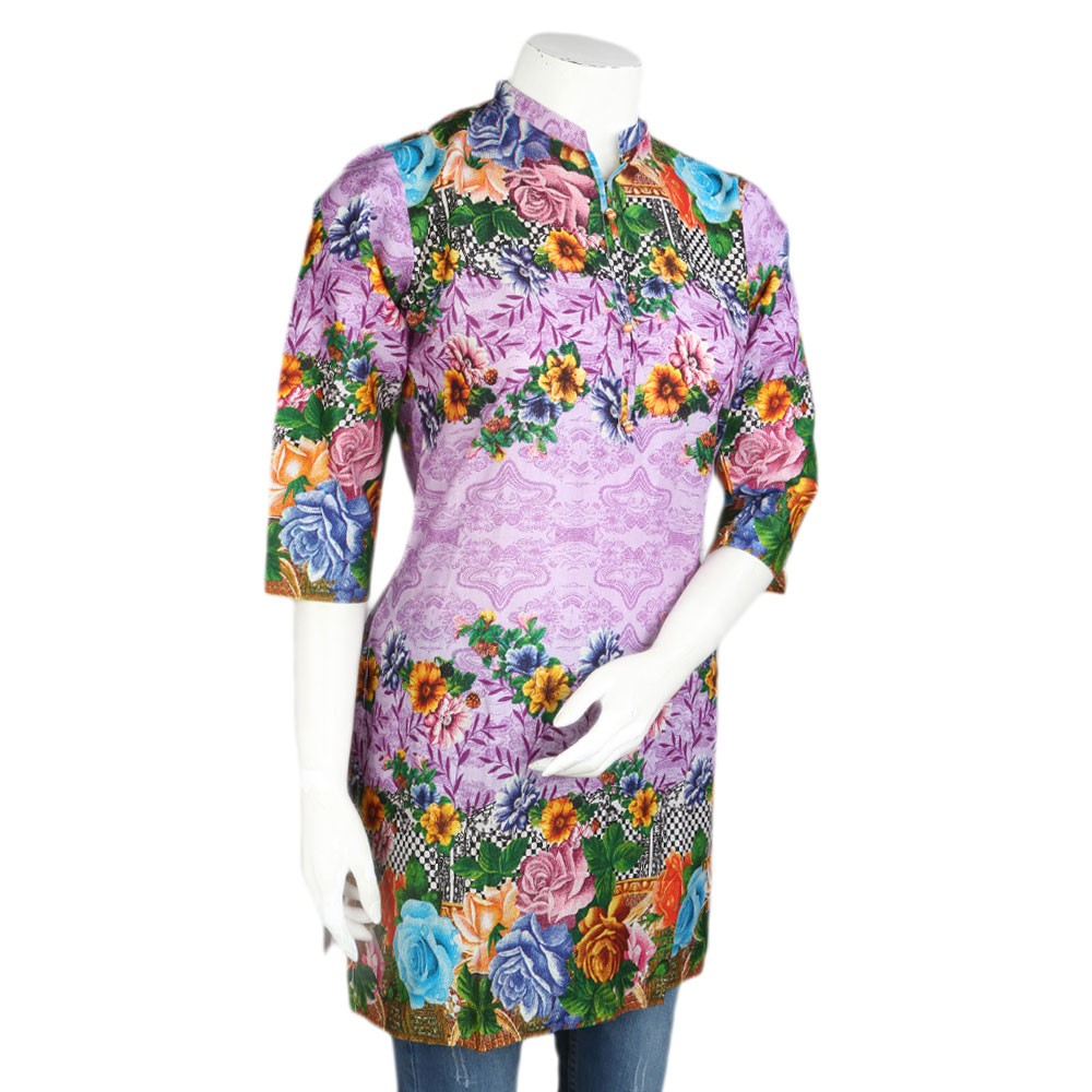 Women's Printed Lawn Stitched Kurti Pack Of 3 - Multi - test-store-for-chase-value