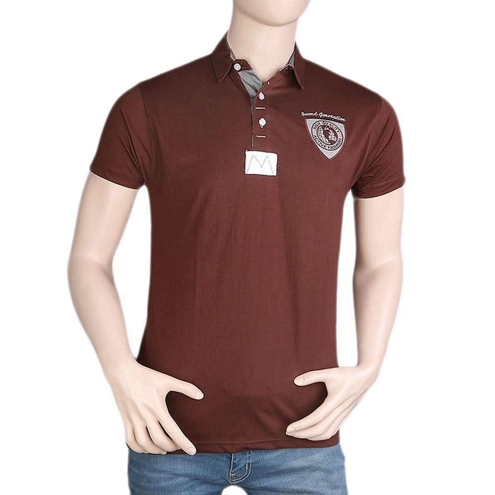 Men's Fancy Polo T-Shirt - Brown - test-store-for-chase-value