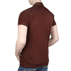 Men's Fancy Polo T-Shirt - Brown - test-store-for-chase-value