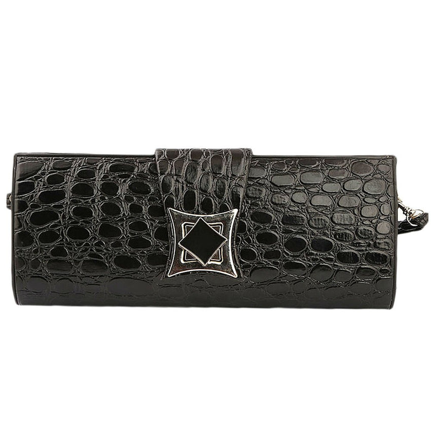 Women's Crocodile Pattern Clutch - Black - test-store-for-chase-value