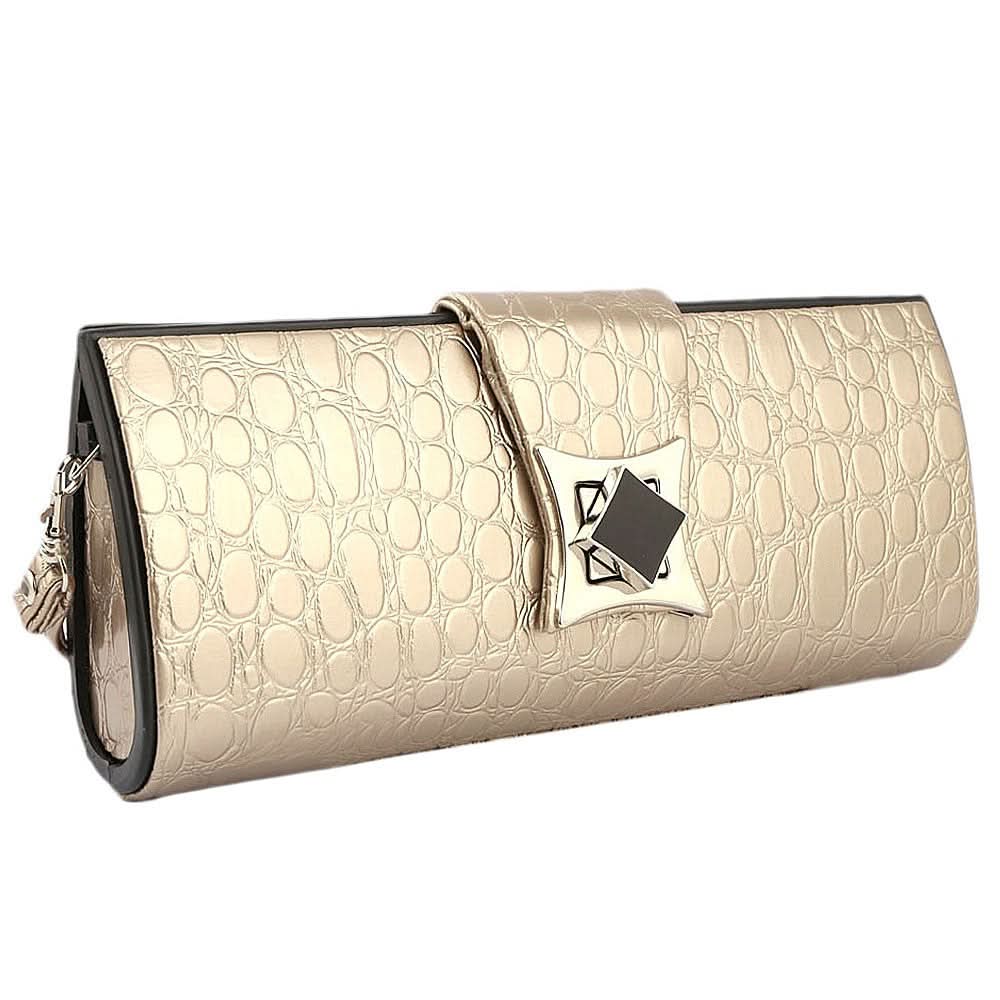 Women's Crocodile Pattern Clutch - Beige - test-store-for-chase-value
